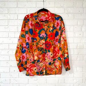 Floral Silk Button Up Blouse💐